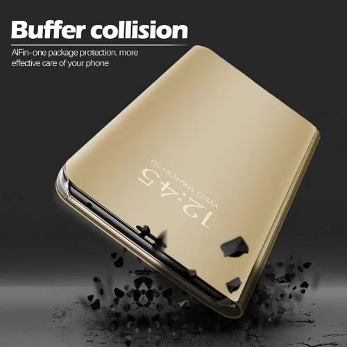 Vista 6 de Funda compatible con Samsung Galaxy Note 20 Ultra, funda de piel transparente con espejo S-View, a prueba de golpes, con función atril
