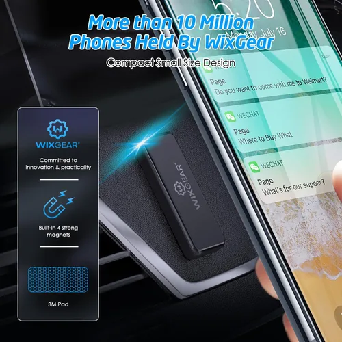 Vista 4 de Soporte de auto para teléfono magnético WizGear, soporte de montaje magnético para tablero de auto, plano rectangular, para teléfonos celulares