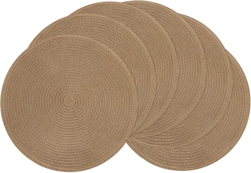 Vista 12 de SHACOS Juego de 4 manteles individuales redondos lavables de 15 pulgadas, de algodón, poliéster, trenzados, para mesa de comedor, boda, decoración