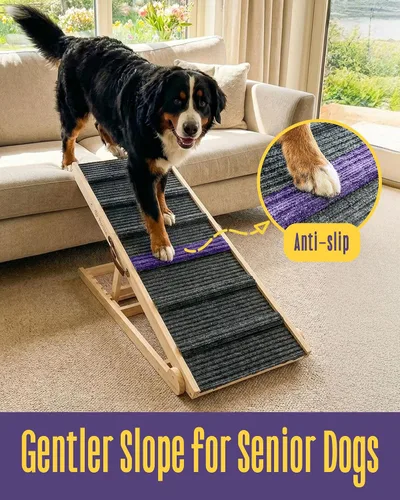Vista 4 de Rampa ancha para perros para cama, sofá, rampas plegables para perros grandes de hasta 200 libras, rampa para mascotas de 43.3 pulgadas de largo