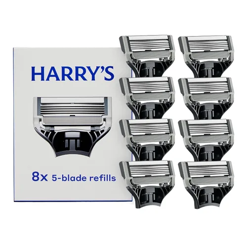 Vista 3 de Harrys hojas de afeitar (1 paquete de 4 unidades) en funda de viaje duradera con bisagras, impermeable.