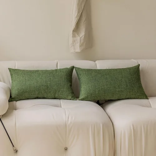 Vista 19 de Fundas de almohada decorativas Demetex grises 18x18, fundas de almohada cuadradas de lino para sofá, fundas de almohada estilo granja para cama
