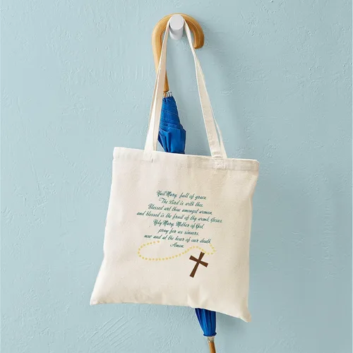 Vista 4 de CafePress Hail Mary Tote Bag Bolsa de lona natural, bolsa de compras reutilizable
