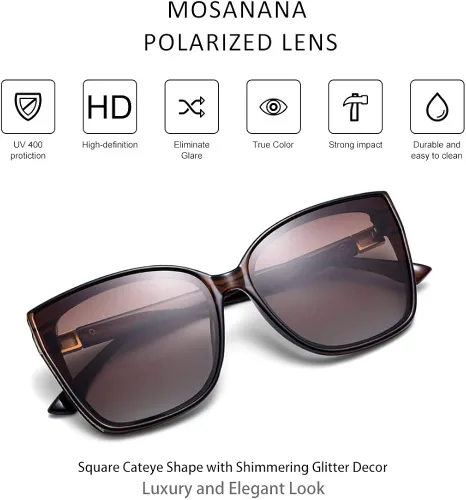 Vista 5 de mosanana Gafas de sol polarizadas de ojo de gato de moda 2020 para mujer MS51911