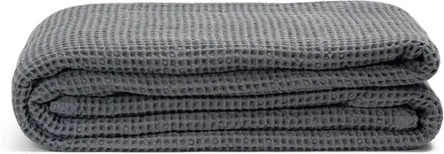Vista 6 de Manta de algodón orgánico para sofá, 100% algodón orgánico, decorativa, ligera para sofá o cama, manta pequeña tejida moderna para playa, picnic