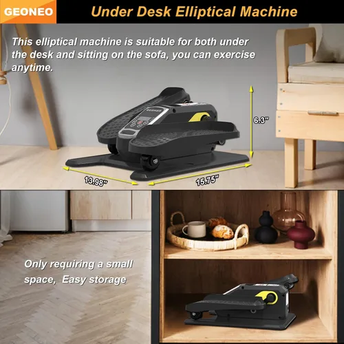 Vista 2 de Under Desk Elliptical Machine, Electric Elliptical Exerciser for Senior, Quiet & Small Electric Seated Pedal Exerciser for Home with Monitor, Remote