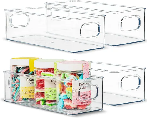 Vista 57 de Contenedor de plástico transparente para almacenamiento de alimentos con asas para organizar cocina, despensa, refrigerador, congelador, despensa