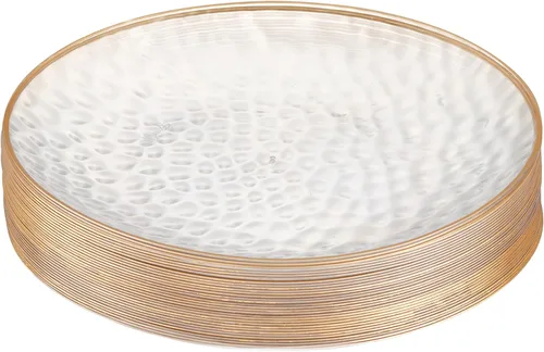 Vista 34 de PLASTICPRO Paquete de 30 platos de plástico martillado, platos de plástico desechables pesados, elegantes platos de fiesta transparentes martillados