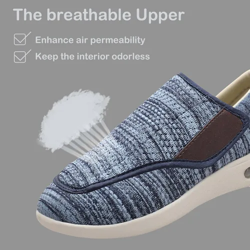 Vista 6 de Zapatos para diabéticos para hombre, zapatos de ancho ancho con cierre de ajuste para ancianos, alivio del dolor diabético y pies hinchados