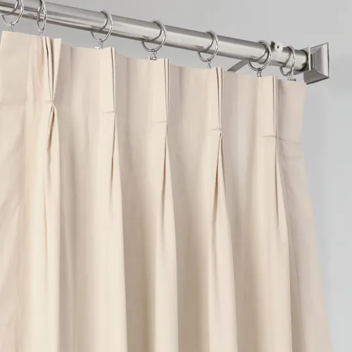 Vista 2 de HPD Half Price Drapes Cortinas plisadas de algodón liso para sala de estar, 25 x 84 (1 panel), PRCT-S15B-84-FP, color crema inglés Crema inglesa