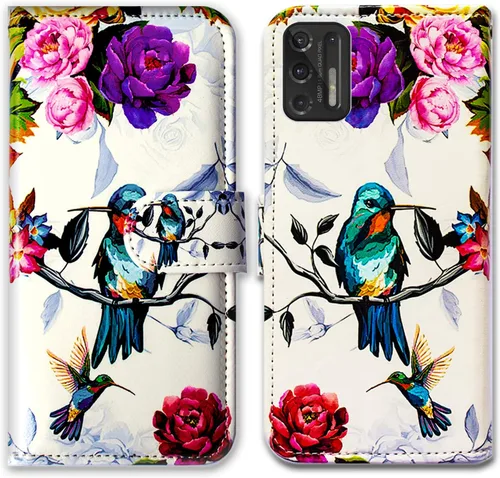 Vista 11 de Bcov Funda para Moto G Stylus 2021, diseño de pájaro negro y verde con función atril