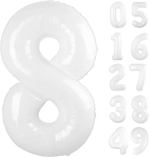 Vista 374 de Globo negro de 40 pulgadas con números del 0 al 9 (cero-nueve), globo de cumpleaños de gran tamaño, globo de helio de aluminio con números grandes