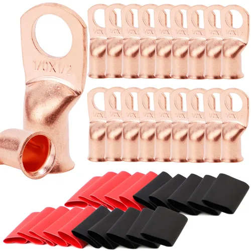 Vista 110 de TKDMR - Kit de 264 piezas de extremos de cable de batería, 132 piezas de terminales de anillo de lengüetas de cable de cobre resistentes AWG 8 6 4 2