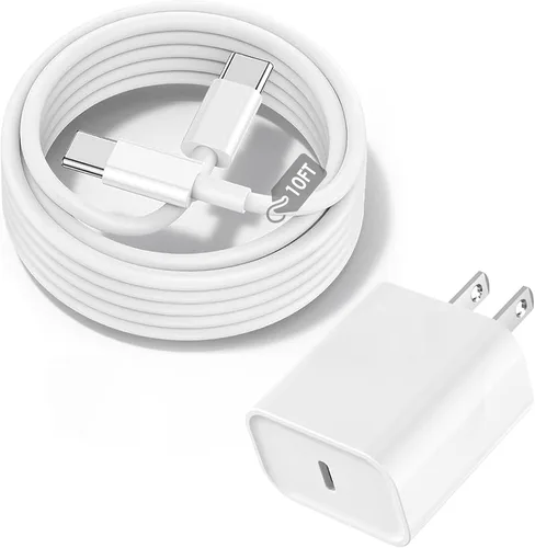 Vista 9 de Cargador rápido para iPhone, [certificado MFi] Bloque de carga rápida USB C de 20 W con cable de Tipo-C a Lightning de 10 pies, carga súper rápida