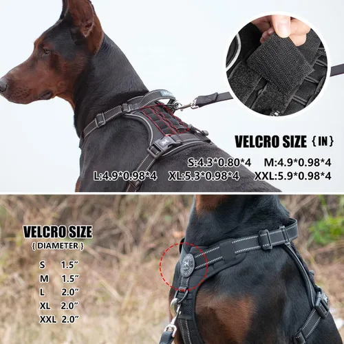 Vista 3 de PoyPet Arnés táctico para perro, chaleco reflectante sin tirones para perro, con 2 bolsas, 4 paneles para parche, arnés ajustable resistente