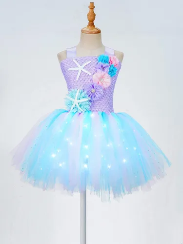 Vista 3 de easyforever Vestido tutú de ballet para niñas con luz LED de color, disfraz de princesa, carnaval, Halloween, fiesta de cumpleaños