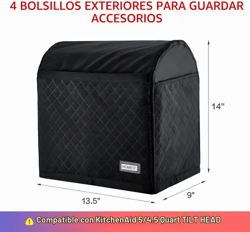 Vista 3 de HOMEST Cubierta antipolvo para batidora de pie para cabezal inclinable Negro (acolchado)