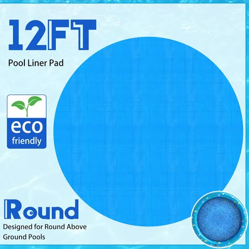 Vista 2 de Boao Almohadilla de revestimiento de piscina de 12 pies para piscinas sobre el suelo, lona para proteger la piscina inflable, tela debajo del suelo