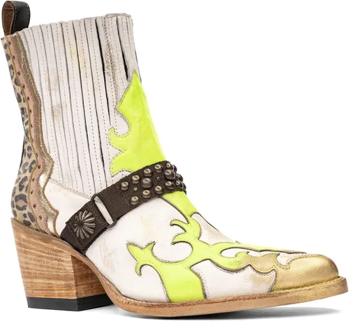 Vista 2 de Mezcalero Botines de piel blanca para Mujer con acabado vintage - Dudi
