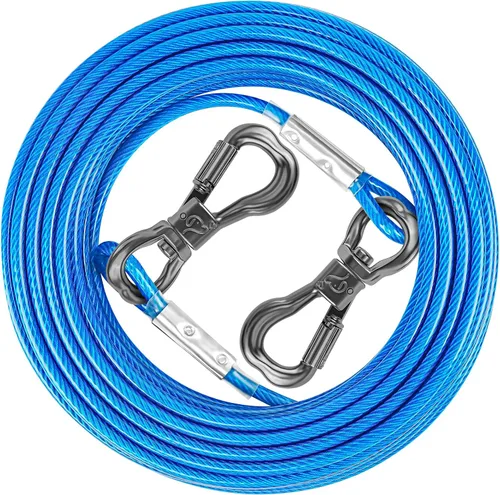 Vista 9 de XiaZ Cable de Amarre para Perro de 8 Pies, Correa de Sujeción para Perro para Patio de 8/10/15/20/30/50 Pies, Cadena de Correa Resistente para verde