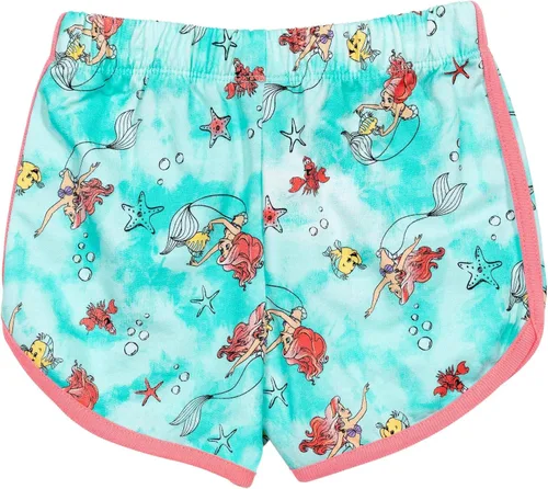 Vista 3 de Disney Frozen Moana Princess Tiana - Conjunto de camiseta floral y pantalones cortos de rizo francés para niños pequeños y grandes