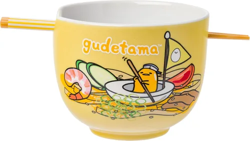 Vista 60 de Silver Buffalo Hello Kitty y sus amigos Chococat - Tazón de cerámica para ramen y arroz con palillos, patrón a cuadros, apto para microondas, 20