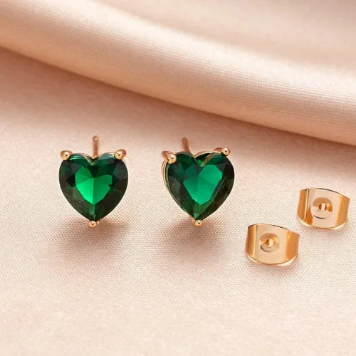 Vista 7 de Aretes de cristal austriaco con forma de corazón para mujer, joyería hipoalergénica de plata de ley 925
