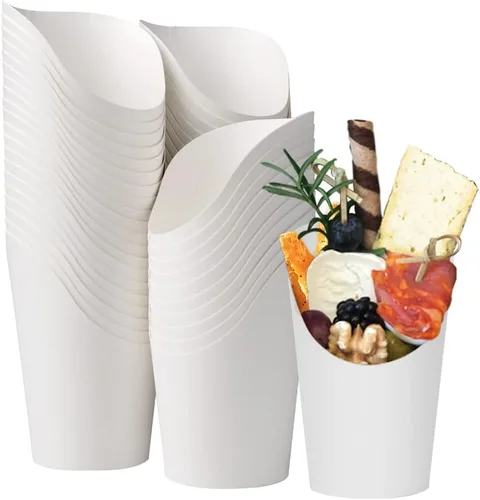 Vista 6 de KINGZHUO 50 unidades de papas fritas de 14 onzas, tazas de charcutería, desechables, para llevar, para fiestas, hornear, gofres, cajas de palomitas