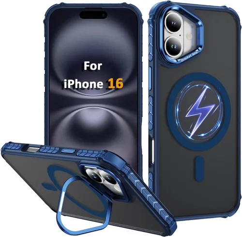Vista 10 de Funda KETGII para iPhone 13, para iPhone 14, compatible con MagSafe, carga inalámbrica, resistente, a prueba de golpes, pata ajustable, delgada