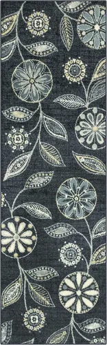 Vista 58 de Maples Rugs Reggie - Alfombra bohemia con estampado floral, 1 pies 8 Gris oscuro