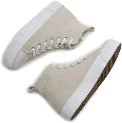Vista 7 de PepStep Women's Fashion Platform High Top Sneakers, Cute Corduroy or Faux Lamb's Fur UpperMemory Foam Insole,Trendy Slim Shoe Lace