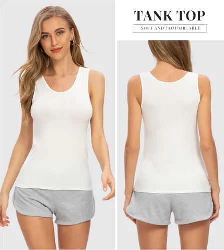 Vista 2 de Rosyline Camisetas sin mangas básicas sin mangas para mujer, 4 piezas, camisetas sin mangas