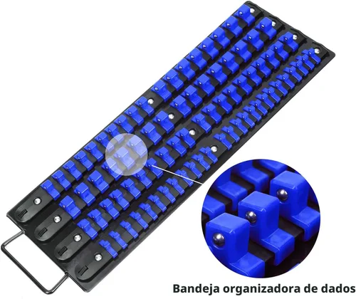 Vista 2 de Mayouko Bandeja organizadora portátil de 80 piezas, juego de 2 piezas, azul y rojo, organizador de herramientas de 1/4 pulgadas, 3/8 pulgadas, 1/2