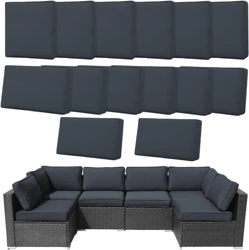 Vista 12 de 14 Fundas de Cojines para Exteriores de Repuesto Lavables Impermeables Resistentes a UV con Cremallera para Sofá de 6 Plazas Fundas Deslizantes