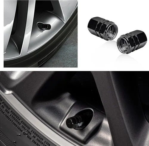 Vista 6 de Ziciner 8 PCS Tapas de Vástago de Válvula de Neumático de Coche, Cubiertas de Válvula de Rueda de Aleación de Aluminio con Anillo O de Goma, Juego