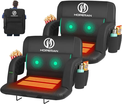 Vista 11 de HOPERAN Massage Heated Stadium Seats for Bleachers, Dual Control, Portable