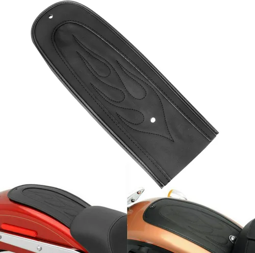 Vista 2 de Negro PU cuero llama trasero guardabarros babero para asiento solo para Harley Dyna FXD Super Glide Wide Glide