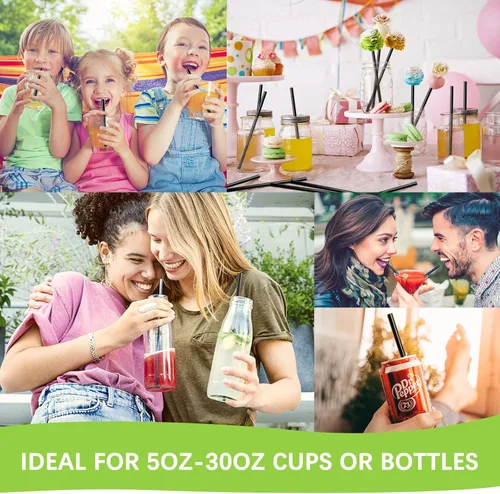 Vista 6 de 100 popotes desechables de ácido poliláctico sin plástico, pajitas biodegradables a base de plantas de maíz, sin BPA, compostables, pajitas