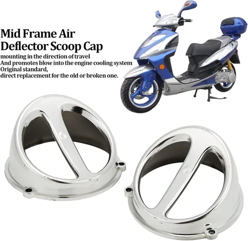 Vista 9 de Keenso Cubierta de ventilador cromada Tapa de cuchara de aire, Cubierta de cuchara cromada ABS QY‑20211061 Reemplazo para GY6 125cc 150cc Scooter