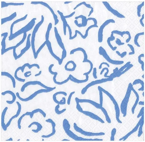Vista 10 de Caspari Servilletas de cóctel de papel Matisse en color azul, 20 por paquete