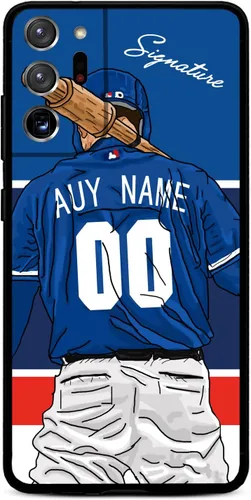 Vista 28 de Funda de béisbol personalizada con nombre y número para Samsung Galaxy Note 20/20 Ultra 10 Pro Note 9 8, silicona líquida con protección de cámara