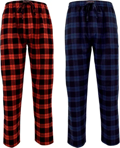 Vista 15 de Andrew Scott - Pantalones de pijama de franela 100 % algodón supersuaves para hombre, diseño a cuadros, paquete de 2