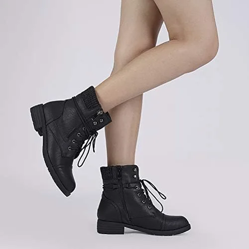 Vista 9 de DREAM PAIRS Women's Lace Up Combat boots Ankle Booties