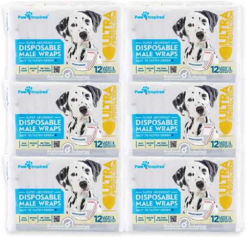 Vista 19 de Paw Inspired Bandas desechables para perros machos, banda para el vientre para perros Pañales desechables para perros Bandas para el vientre