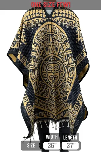 Vista 2 de ShirtBANC Manta Mexicana Poncho Calendario Azteca Cultura México Serape
