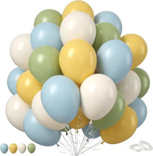 Vista 21 de Globos azules y naranjas, 50 unidades, globos de látex azules y naranjas, globos de fiesta azules y naranjas, decoración de cumpleaños para niñas