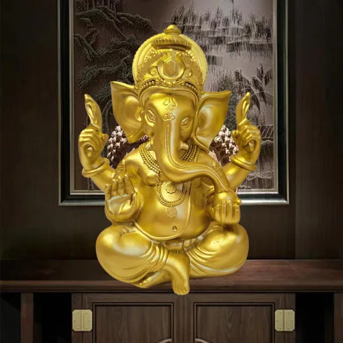 Vista 6 de Estatua de Dios indio, Señor Ganesha, estatua de elefante hindú, esculturas de Buda de ídolo Ganpati, regalo hindú, templo para el hogar