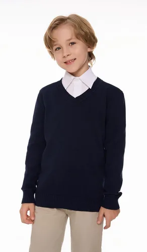 Vista 2 de SMINLING Pinker - Suéter para niños, uniforme escolar, cuello en V, ropa de algodón suave
