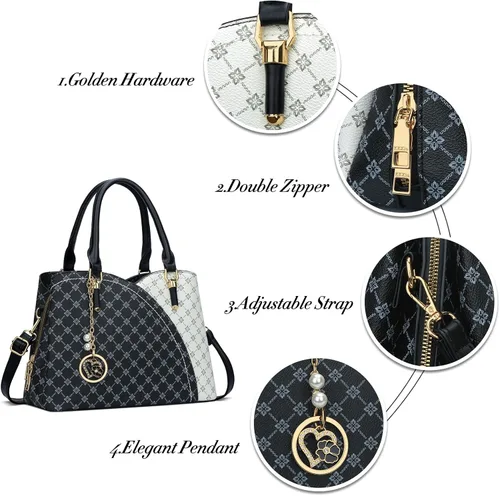 Vista 10 de KKXIU Monederos y bolsos de mano con triple compartimento para mujer, bolso de mano con asa superior
