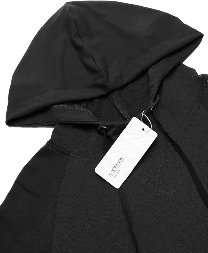 Vista 5 de COOFANDY Sudaderas deportivas de moda para hombre, ajuste muscular, para entrenamiento, gimnasio, sudadera de algodón de manga corta con capucha